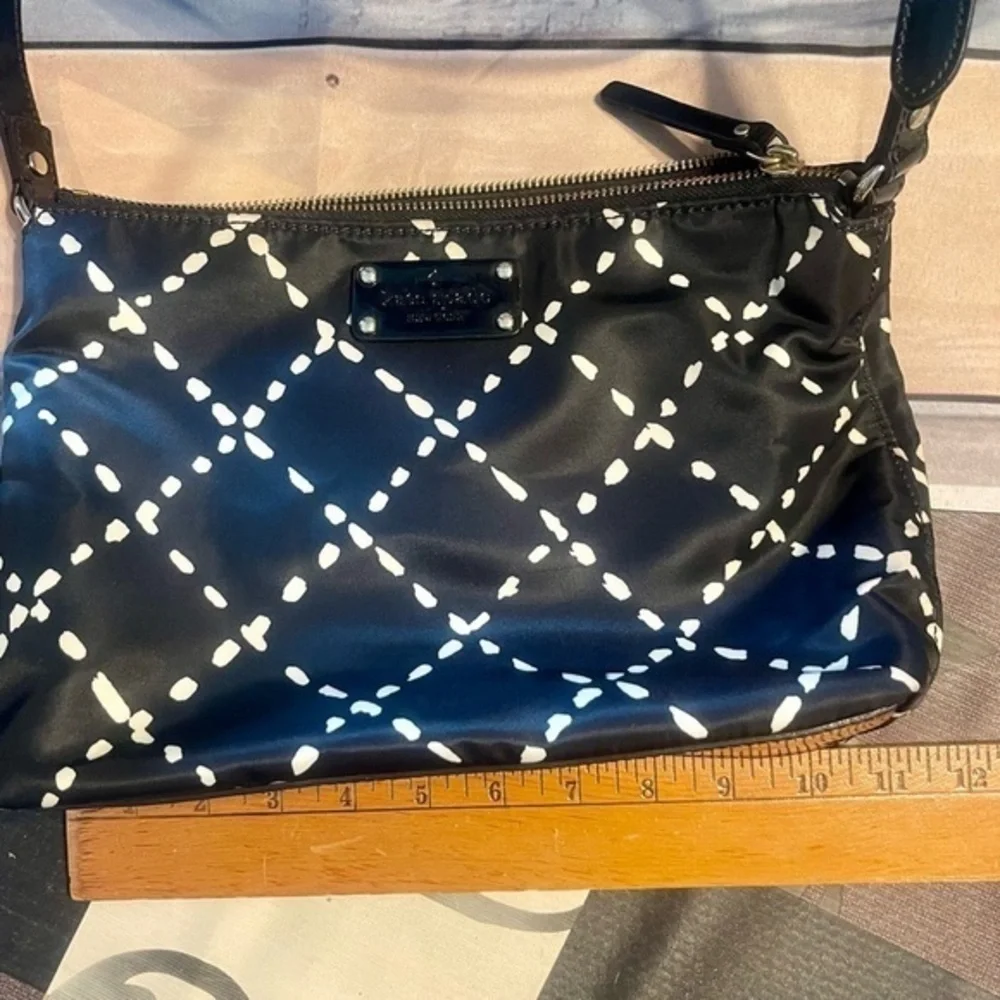 Kate ♠️ Spade Kate NY Stevie Shoulder Hand Bag BLACK CREAM Patent EUC!!!​